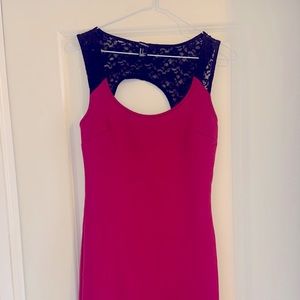 Partial lace mini dress